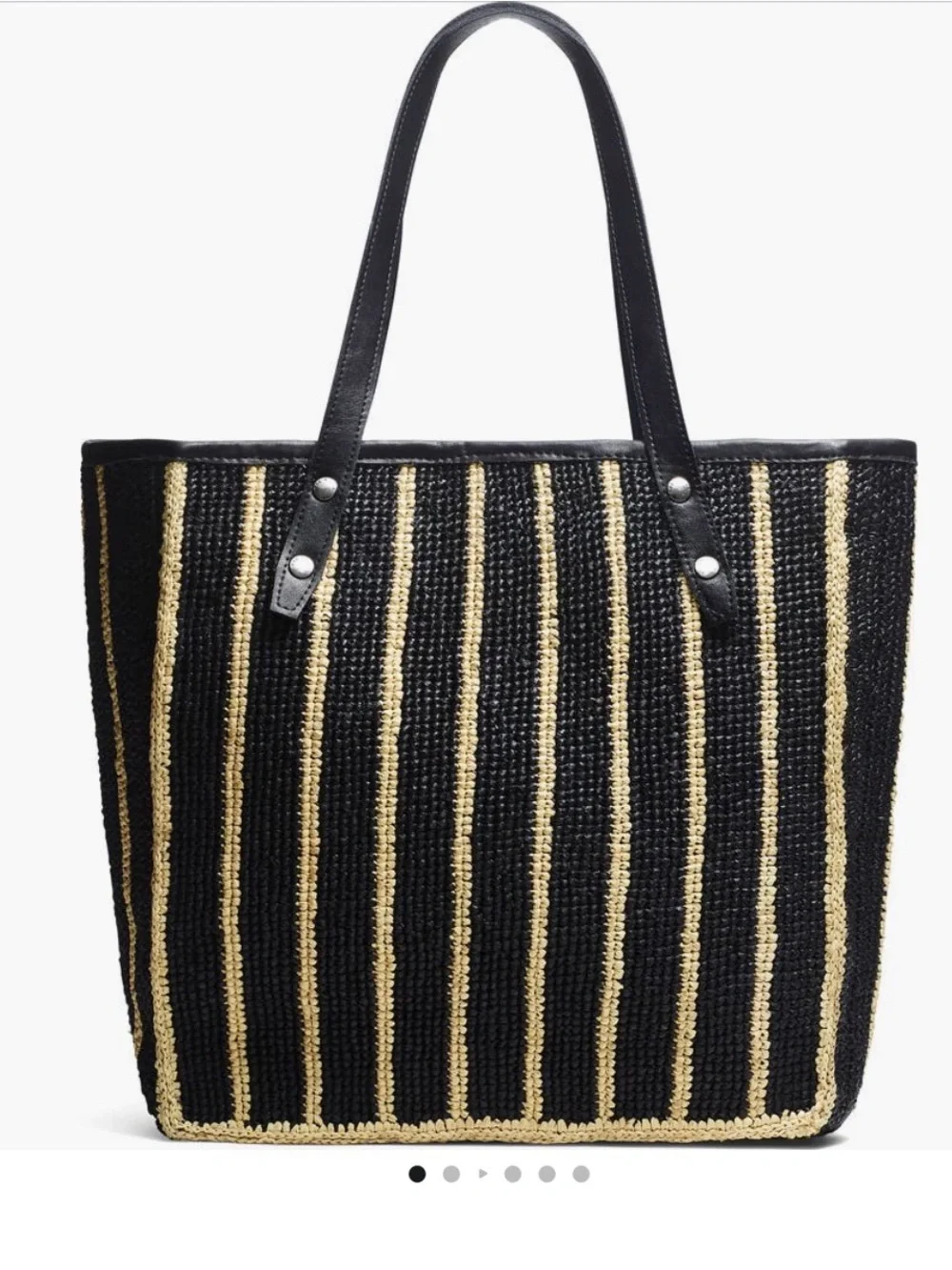 😍 NWT Rag & Bone Daily Tote Raffia Leather Black Natural Stripe